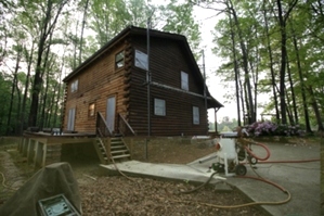 Log Home Restoration | Media Blasting A Log Home